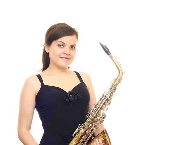 stock image Girl with a saxophone