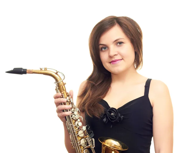 stock image Girl with a saxophone