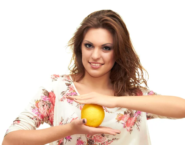 Dívka s citronem — Stock fotografie