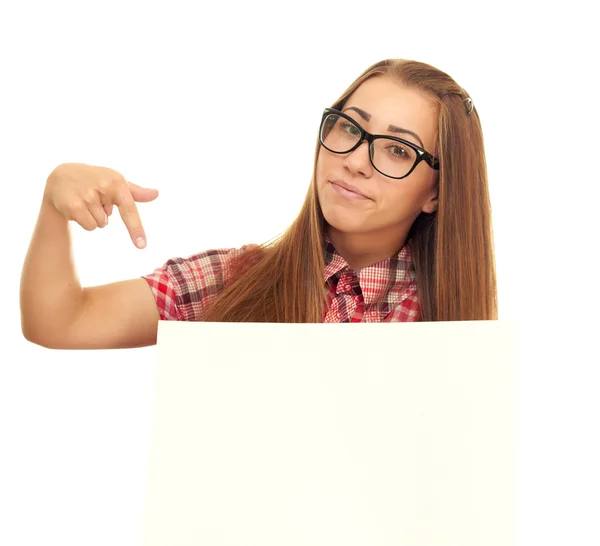 Girl with a poster — Stock Photo, Image