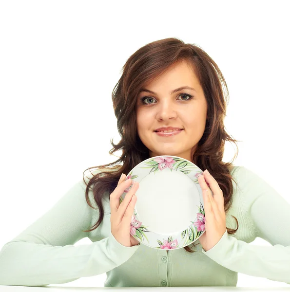 stock image Woman holding a plate