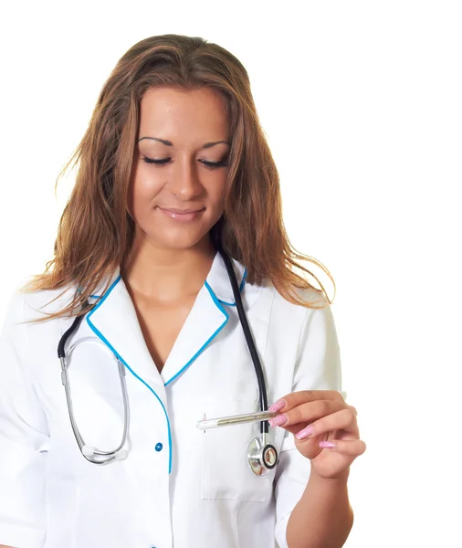 Doctor holding a thermometer — Stock Photo, Image
