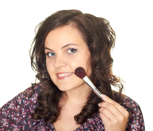 Frau macht das Make-up — Stockfoto