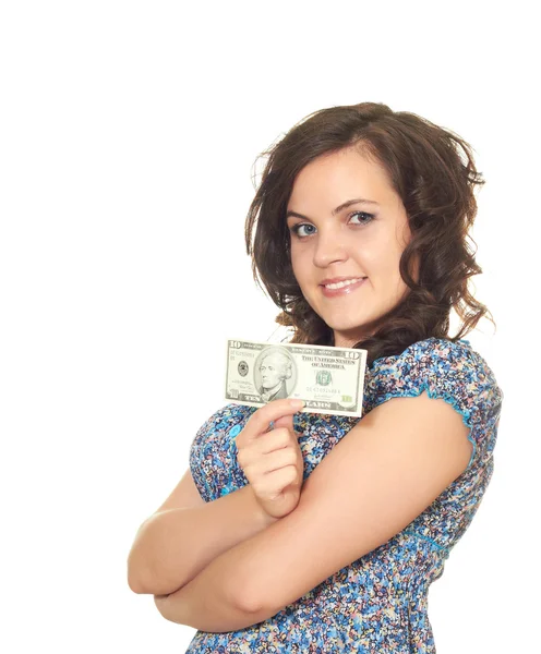 Tyttö jolla on rahaa — kuvapankkivalokuva