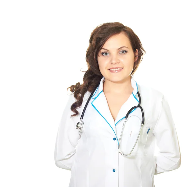 가운 간호사에서 아름 다운 소녀 — 스톡 사진