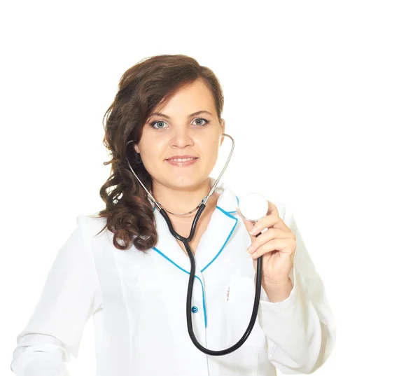 Leende läkare med stetoskop — Stockfoto
