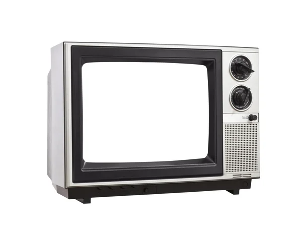 Винтажное телевидение, изолированное с чистым экраном — стоковое фото