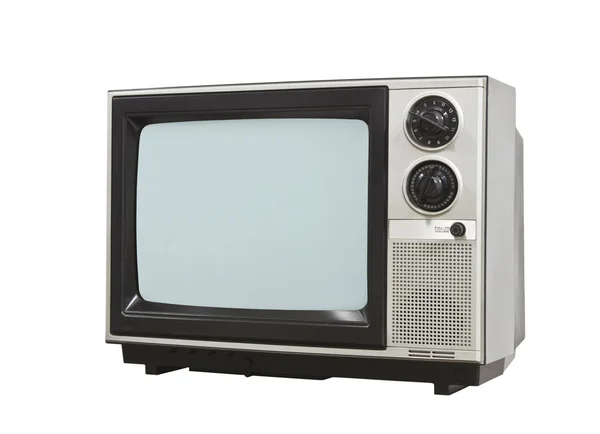 Kleine retro televisie geïsoleerd met uitknippad — Stockfoto