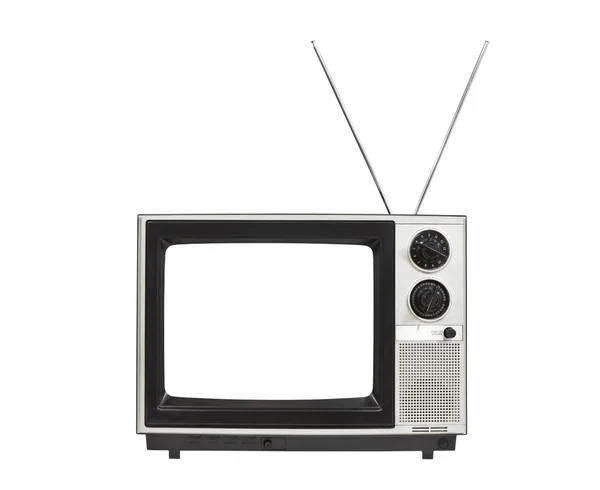TV portátil vintage com antenas isoladas — Fotografia de Stock
