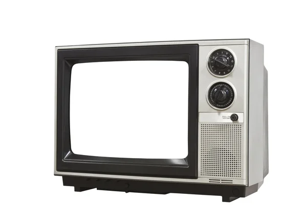 Kleiner Retro-Fernseher isoliert mit Clipping-Pfad — Stockfoto
