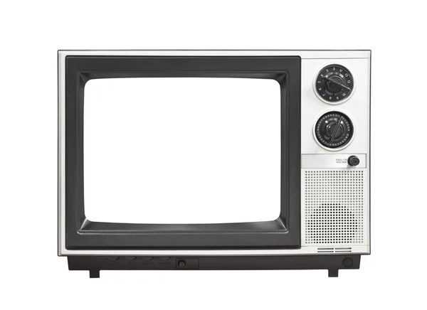1980 przenośny telewizor z pustego ekranu na białym tle — Zdjęcie stockowe