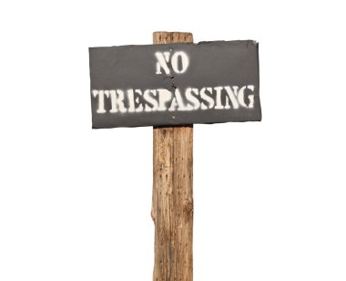 Funky Stenciled No Trespassing Sign Isolated clipart