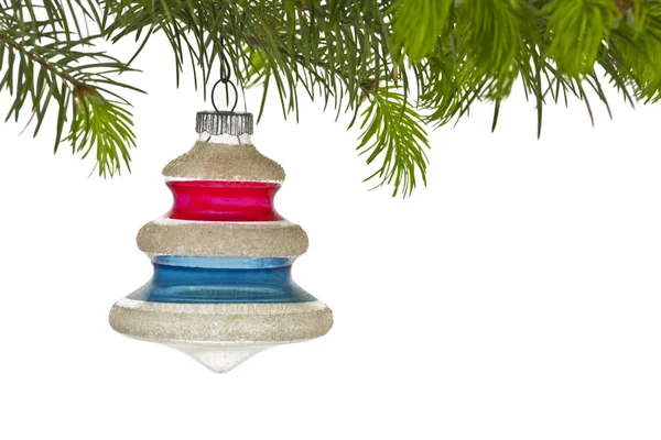 Vintage árvore de Natal ornamento e ramificação — Fotografia de Stock