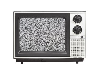 1980's Portable Television Set with Static Isolated clipart