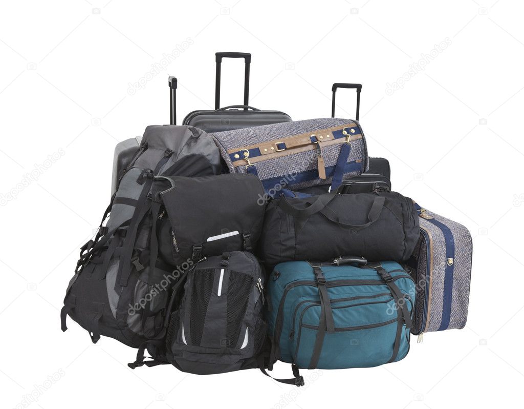 Big Pile of Luggage Isolated