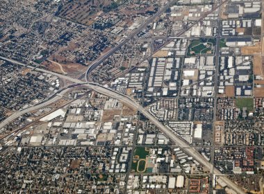 Riverside California Aerial 60 and 91 Freeway Interchange clipart