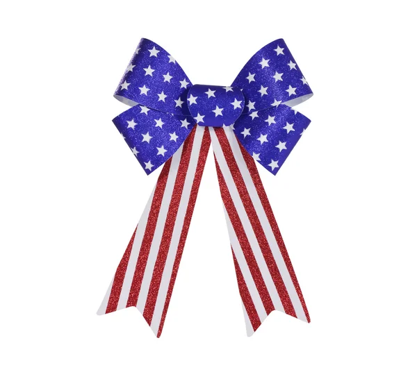 Red, White and Blue Glitter Bunting Bow Isolated — Stock Photo, Image