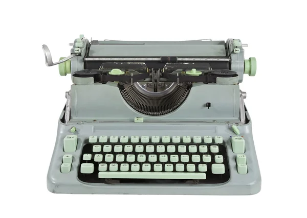孤立的绿色 1960 年的老式的打字机 — 图库照片