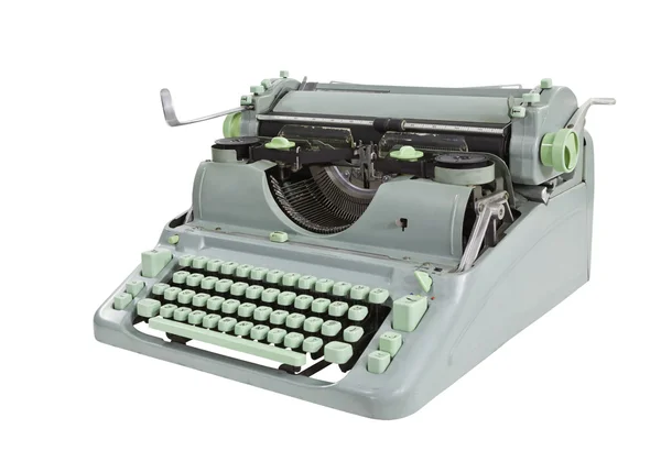 绿色 1960 年的老式的打字机具有剪切路径 — 图库照片