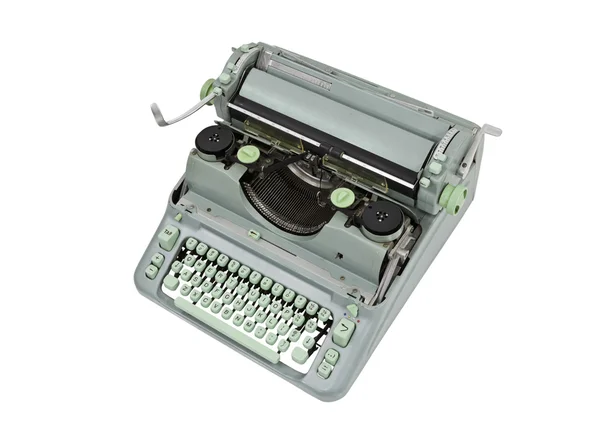 孤立的老式手动绿色打字机 — 图库照片