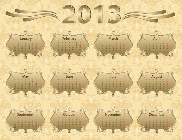 ビンテージ スタイルの 2013年カレンダー年 — ストックベクタ