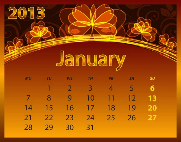 Ημερολογιακό έτος 2013 η αφηρημένη πορτοκαλί φόντο — Διανυσματικό Αρχείο