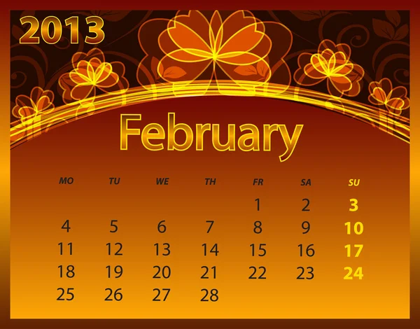 stock vector 2013 calendar year on the abstract orange background