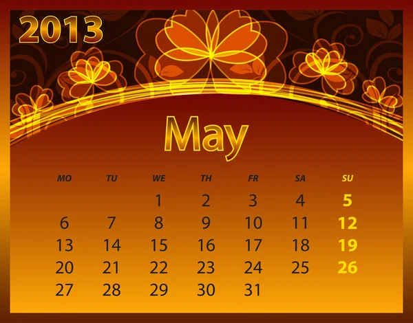 Kalenderjahr 2013 auf abstrakt orangefarbenem Hintergrund — Stockvektor