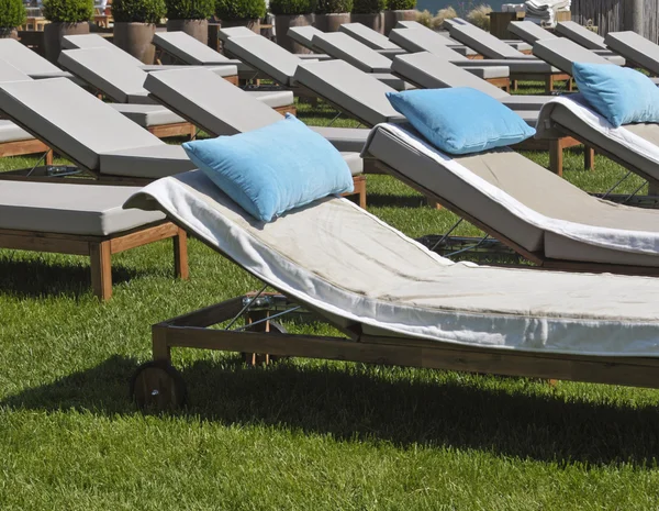 stock image Empty Sunbeds in