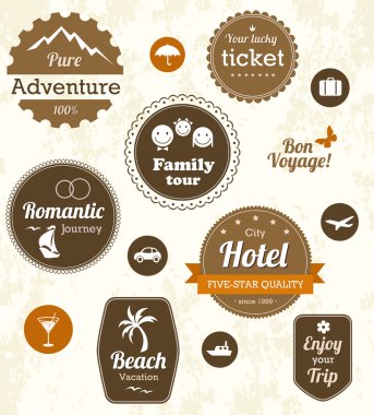 Retro travel labels clipart