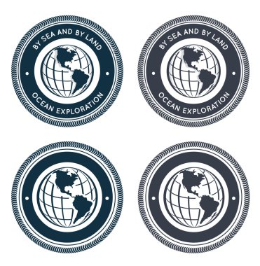 Nautical emblem with globe clipart