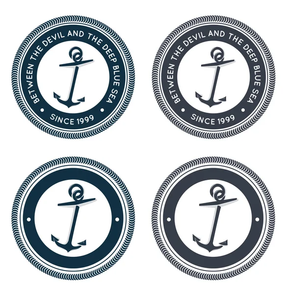 Emblema nautico con ancora — Vettoriale Stock