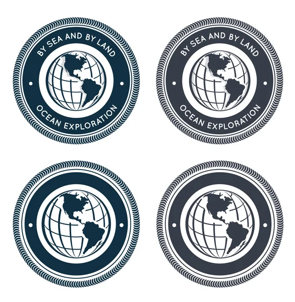 Nautical emblem with globe — Stock Vector