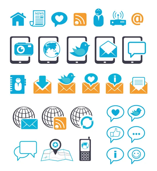 Iconos de comunicación para chat de correo electrónico móvil — Archivo Imágenes Vectoriales
