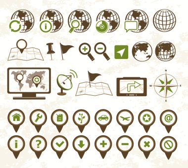 Location icons military style clipart