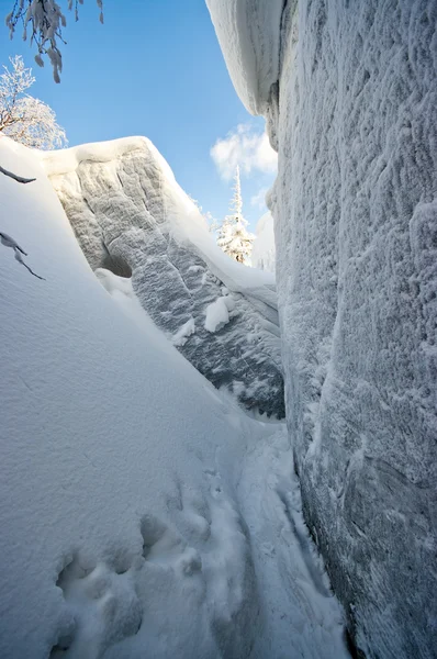 Garganta coberta de neve — Fotografia de Stock