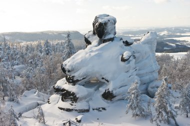 Strange rock during the winter clipart