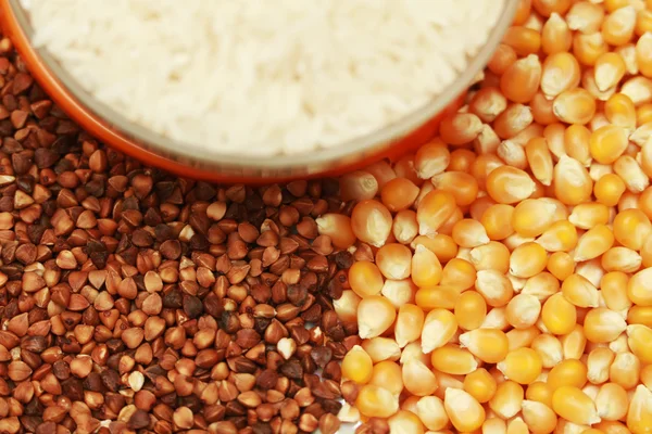 Trigo sarraceno, maíz y arroz —  Fotos de Stock