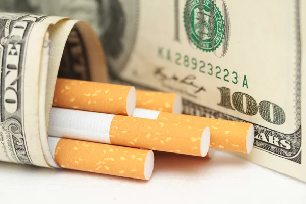 stock image Filters of cigarettes close up cigarettes and Dolar