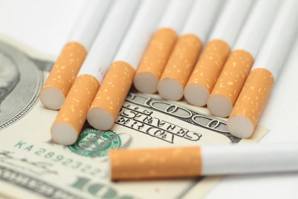 stock image Filters of cigarettes close up cigarettes and Dolar