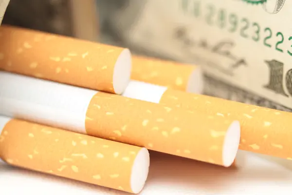 香烟的筛选器关闭了香烟和 dolar — 图库照片