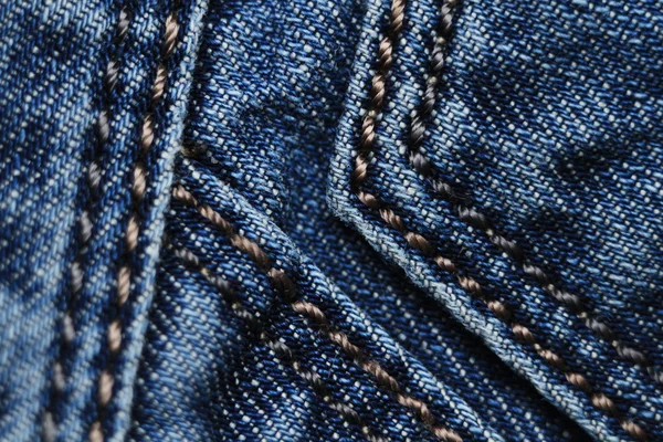 Highly detailed jeans texture with vertical seam. Can be used as a background. — Stock Photo, Image