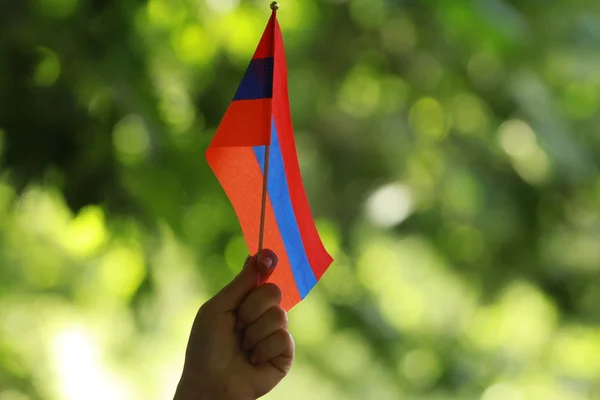 Stock image Flag of Armenia with flagpole waving in the wind against white background