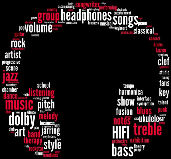 Headphones music tagcloud — Stock Photo, Image