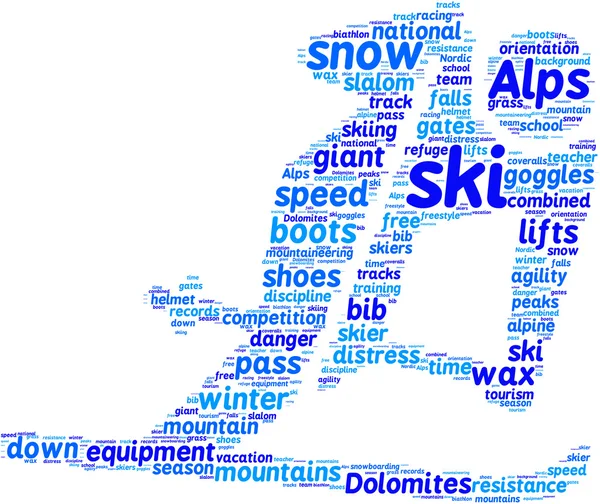 Ski pictogram tag cloud — Stock Photo, Image