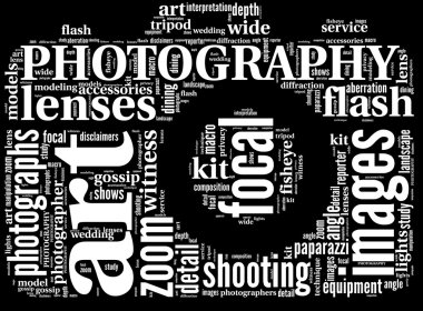 Camera symbol tag cloud clipart