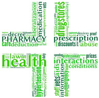 Pharmacy symbol tag cloud clipart