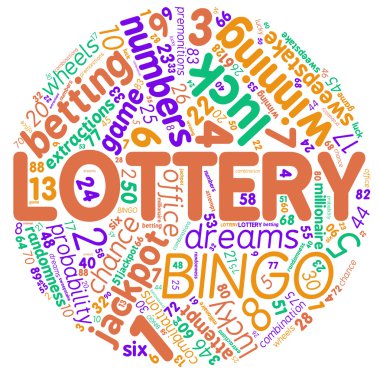 Lottery concept round tag cloud clipart