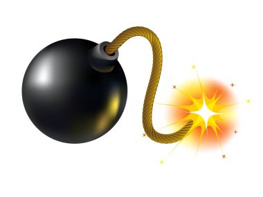 A bomb with a burning wick clipart