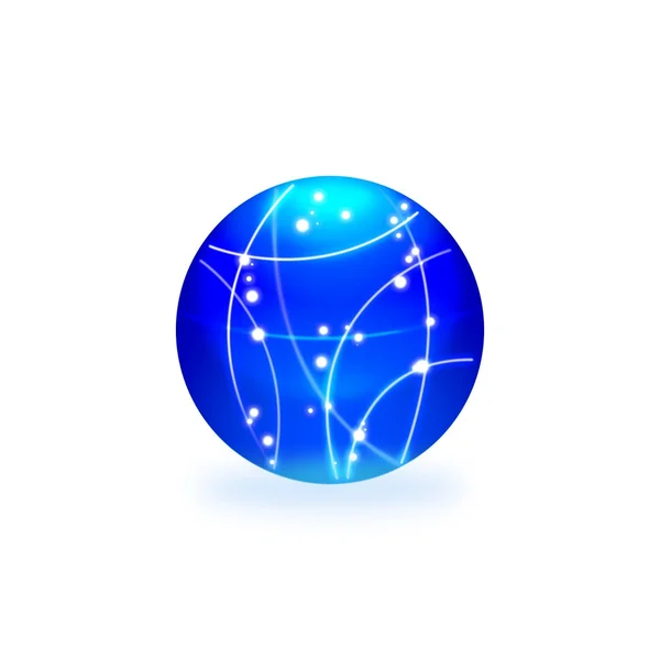 Abstract blue lighting sphere on white background — Stock Photo, Image